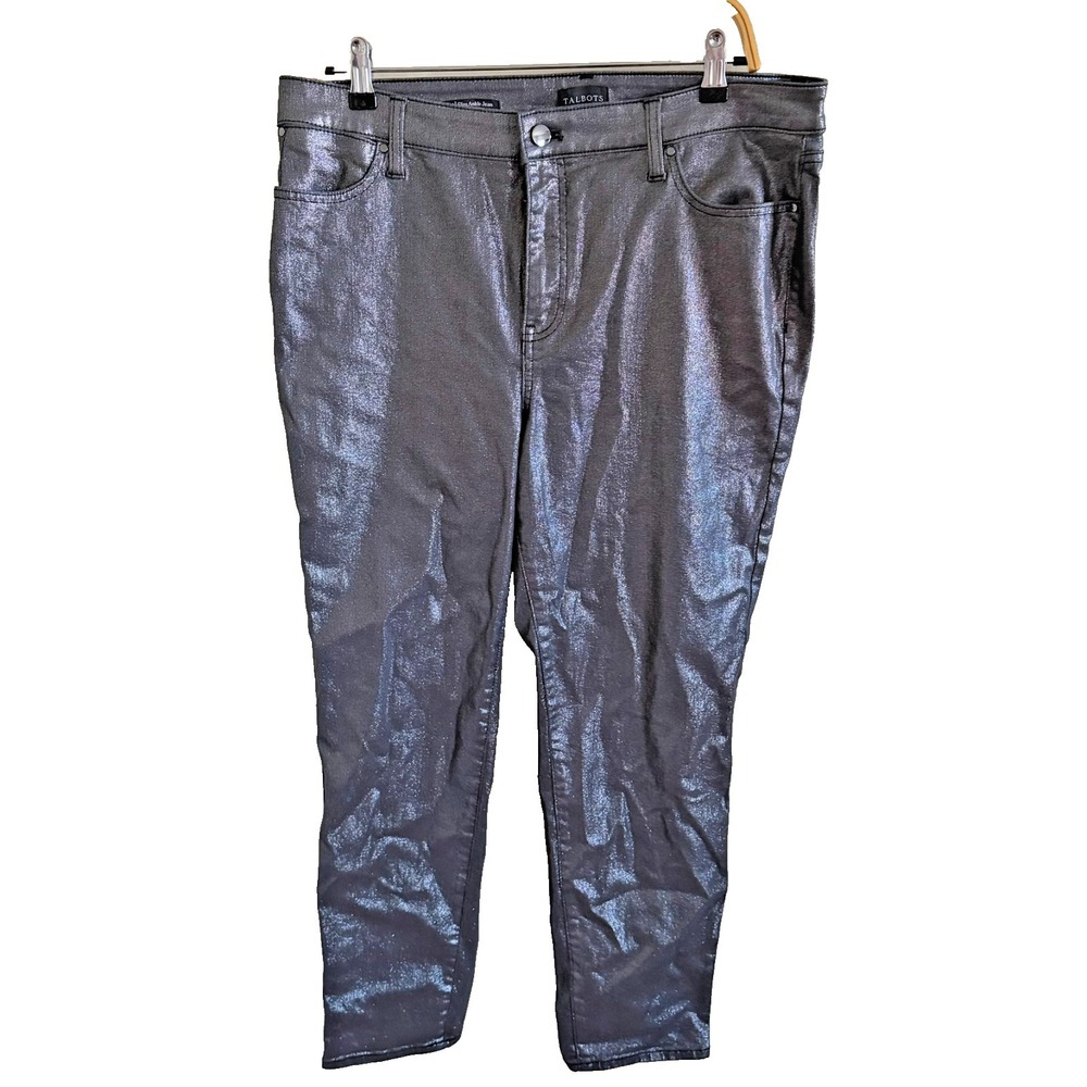 Talbot's Slimming/Comfort Stretch Slim Ankle Jean Jegging Metallic - Size 14